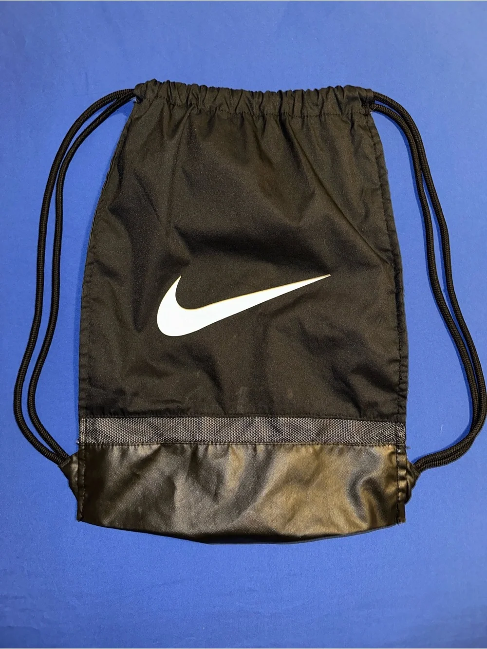 Nike Black Drawstring Gym Sack with White Swoosh Accent